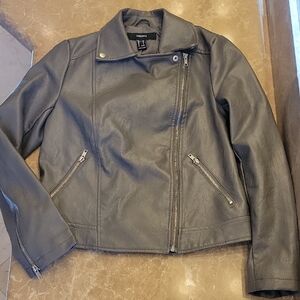 Forever 31 Slate Gray Faux Leather Jacket, M